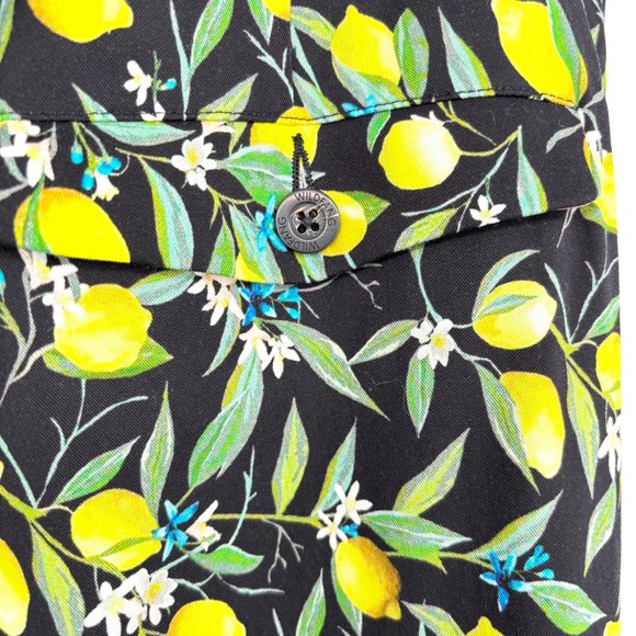 Wildfang Empower Trouser Straight Leg Lemon Print Black Pants Floral Size 14 - Picture 7 of 15